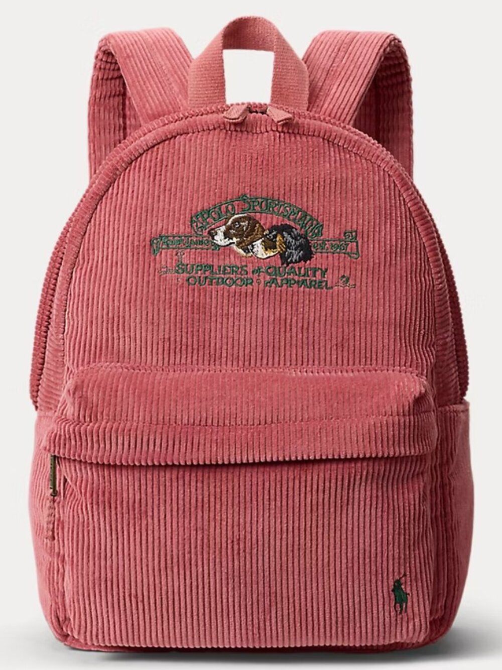 Polo Ralph Lauren Girls Corduroy Backpack, 14" inseam New with embroidered pups